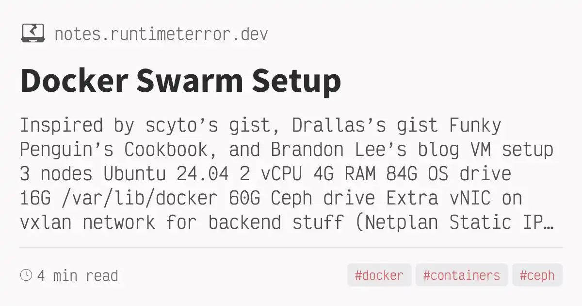 Docker Swarm Setup