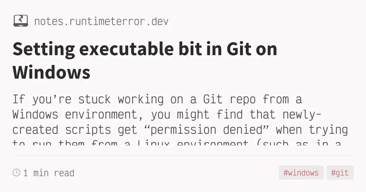 Setting executable bit in Git on Windows
