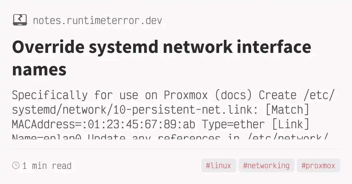 Override systemd network interface names