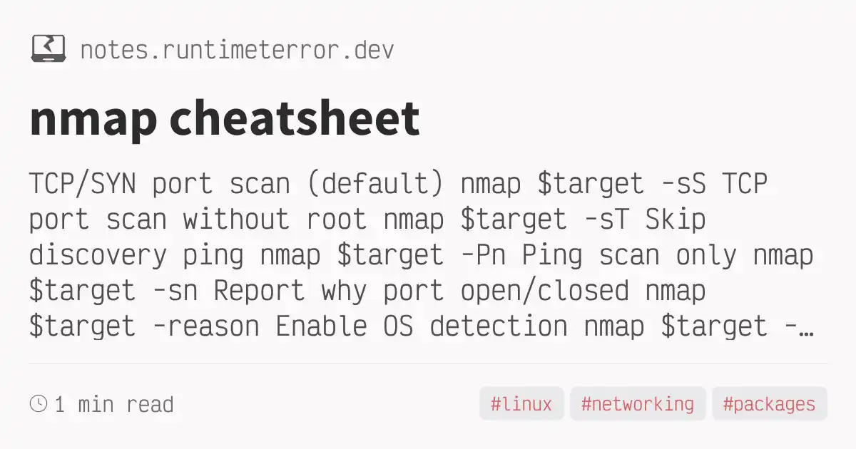 nmap cheatsheet
