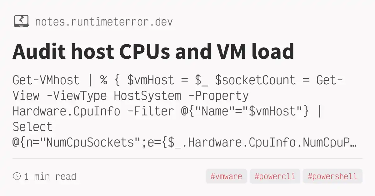 Psobject Audit host CPUs and VM load